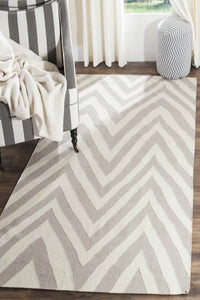 GREY AND WHITE CHEVRON HAND WOVEN DHURRIE by Imperial Knots - Image 2