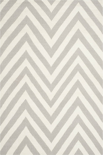 GREY AND WHITE CHEVRON HAND WOVEN DHURRIE