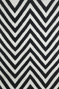 BLACK AND WHITE CHEVRON HAND WOVEN DHURRIE by Imperial Knots - Image 1
