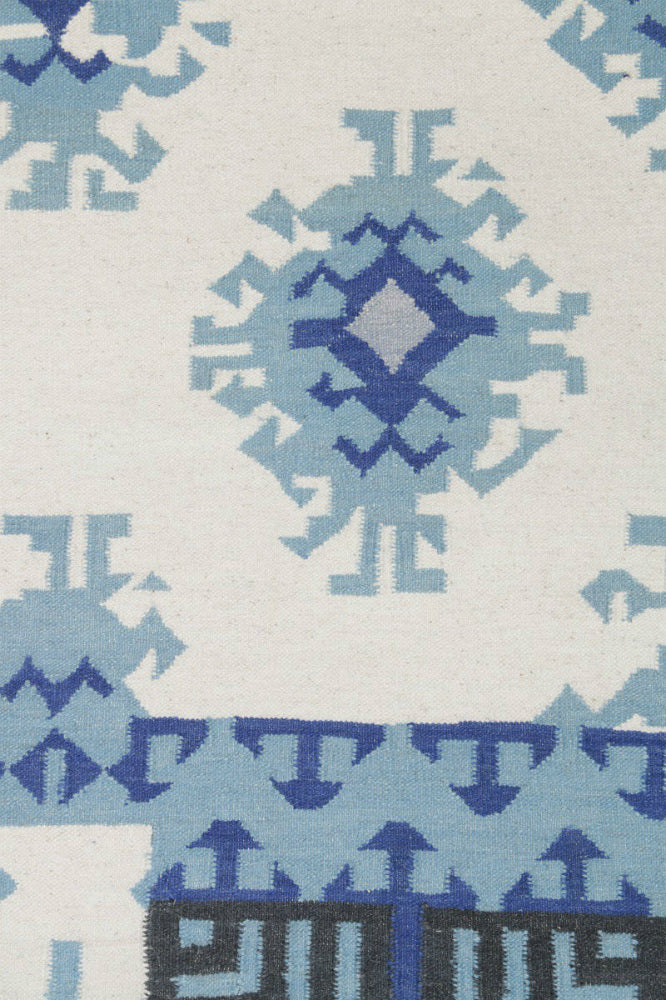 BLUE PATCHWORK HAND WOVEN KILIM DHURRIE