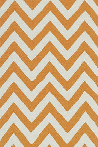 ORANGE AND IVORY CHEVRON HAND WOVEN DHURRIE by Imperial Knots - Image 3