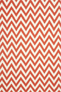 RED AND WHITE CHEVRON HAND WOVEN DHURRIE by Imperial Knots - Image 1
