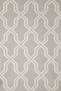 Grey and ivory trellis hand woven dhurrie wool hand-woven rug for bedroom