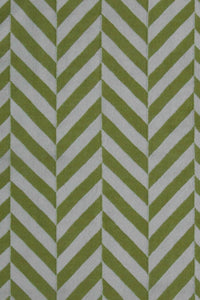 GREEN AND IVORY CHEVRON HAND WOVEN DHURRIE by Imperial Knots - Image 2