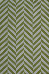 GREEN AND IVORY CHEVRON HAND WOVEN DHURRIE by Imperial Knots - Image 1