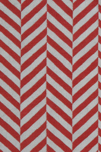 RED AND IVORY CHEVRON HAND WOVEN DHURRIE by Imperial Knots - Image 2