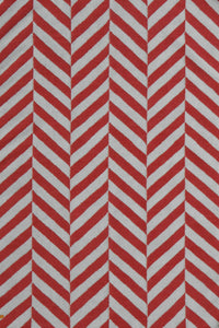 RED AND IVORY CHEVRON HAND WOVEN DHURRIE by Imperial Knots - Image 1