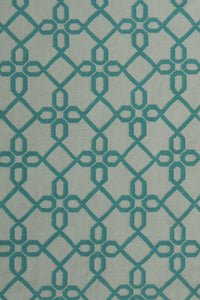 BLUE AND IVORY GEOMETRIC HAND WOVEN DHURRIE by Imperial Knots - Image 2