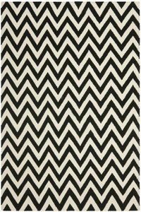 BLACK AND IVORY CHEVRON HAND WOVEN DHURRIE by Imperial Knots - Image 1