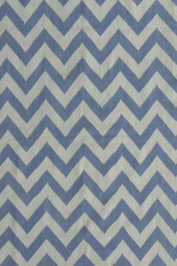BLUE AND IVORY CHEVRON HAND WOVEN DHURRIE by Imperial Knots - Image 2