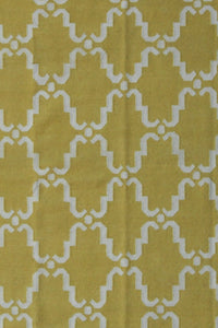 YELLOW AND IVORY MOROCCAN HAND WOVEN DHURRIE by Imperial Knots - Image 2