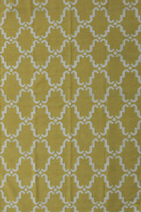 Yellow and ivory moroccan hand woven dhurrie wool hand-woven rug for bedroom