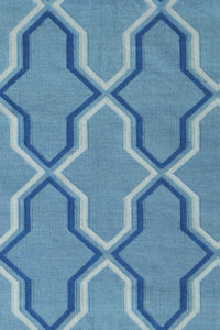 BLUE AND WHITE MOROCCAN HAND WOVEN DHURRIE by Imperial Knots - Image 2