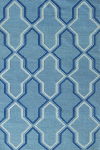 BLUE AND WHITE MOROCCAN HAND WOVEN DHURRIE by Imperial Knots - Image 1