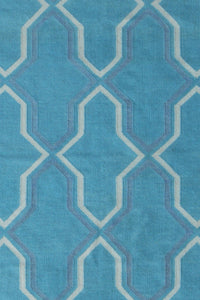 BLUE AND WHITE MOROCCAN HAND WOVEN DHURRIE by Imperial Knots - Image 2
