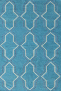 Blue and white moroccan hand woven dhurrie wool hand-woven rug for bedroom