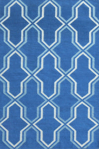 Blue and white moroccan hand woven dhurrie wool hand-woven rug for bedroom