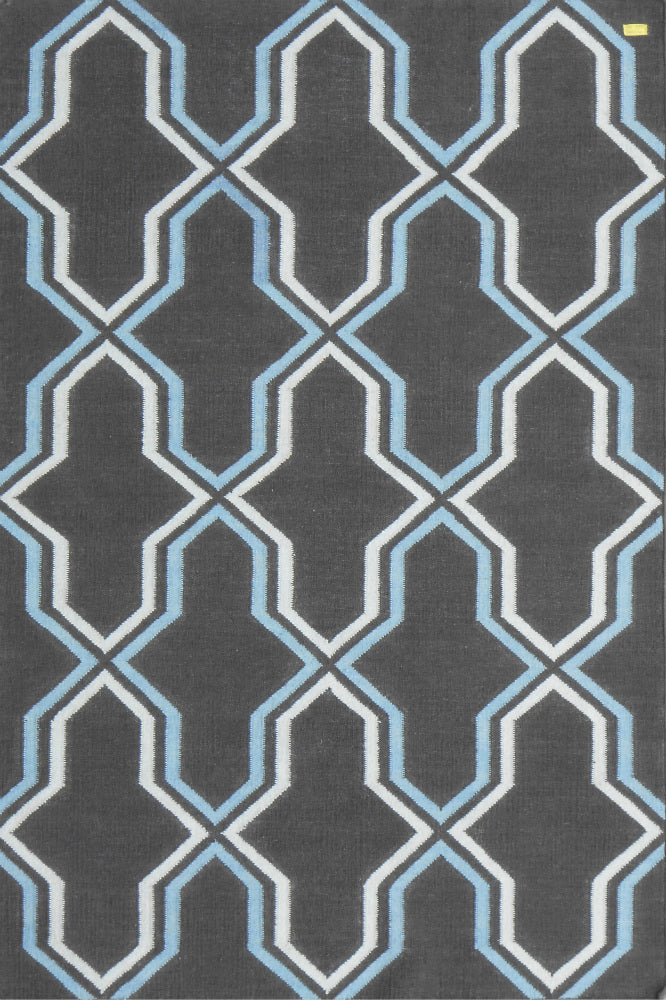 BLACK AND WHITE MOROCCAN HAND WOVEN DHURRIE