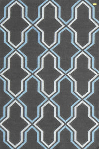 Black and white moroccan hand woven dhurrie wool hand-woven rug for bedroom