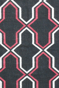 BLACK AND WHITE MOROCCAN HAND WOVEN DHURRIE by Imperial Knots - Image 2
