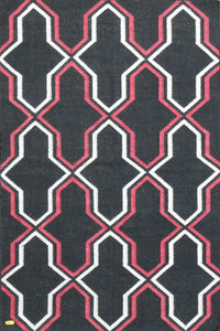 Black and white moroccan hand woven dhurrie wool hand-woven rug for bedroom