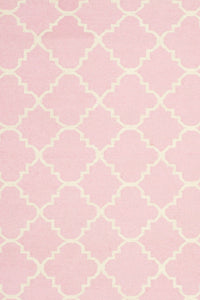 PINK AND IVORY MOROCCAN HAND WOVEN DHURRIE by Imperial Knots - Image 2