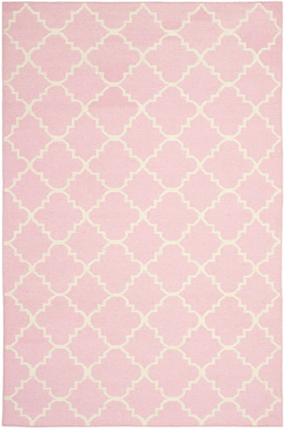 PINK AND IVORY MOROCCAN HAND WOVEN DHURRIE
