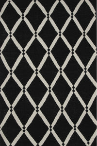 BLACK AND WHITE TRELLIS HAND WOVEN DHURRIE by Imperial Knots - Image 1