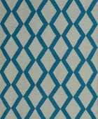 GREY AND BLUE GEOMETRIC HAND WOVEN DHURRIE