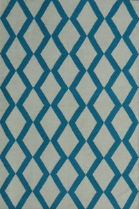 Grey and blue geometric hand woven dhurrie wool hand-woven rug for bedroom