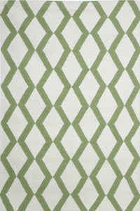 Ivory green trellis hand woven dhurrie wool hand-woven rug for bedroom