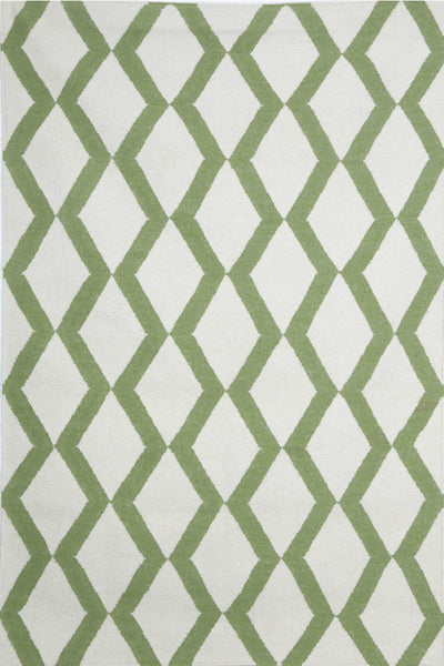 IVORY GREEN TRELLIS HAND WOVEN DHURRIE