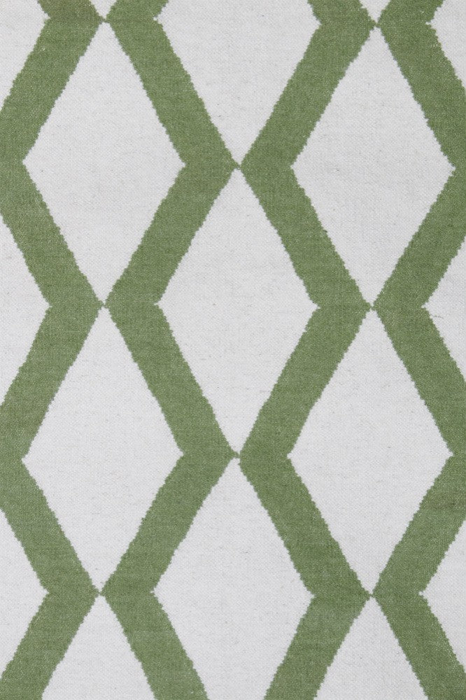 IVORY GREEN TRELLIS HAND WOVEN DHURRIE - Imperial Knots