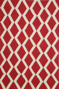 RED IVORY TRELLIS HAND WOVEN DHURRIE by Imperial Knots - Image 1