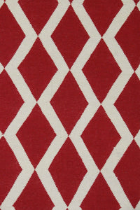 RED IVORY TRELLIS HAND WOVEN DHURRIE by Imperial Knots - Image 2