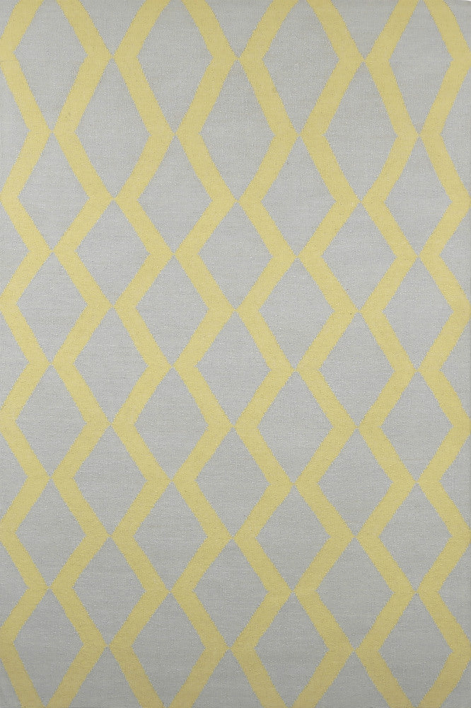 GREY YELLOW TRELLIS HAND WOVEN DHURRIE