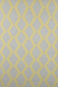 GREY YELLOW TRELLIS HAND WOVEN DHURRIE by Imperial Knots - Image 1