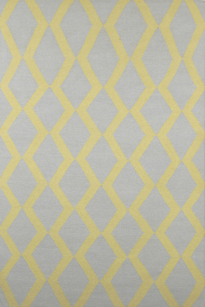 GREY YELLOW TRELLIS HAND WOVEN DHURRIE