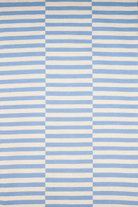 BLUE AND IVORY STRIPES HAND WOVEN DHURRIE by Imperial Knots - Image 1
