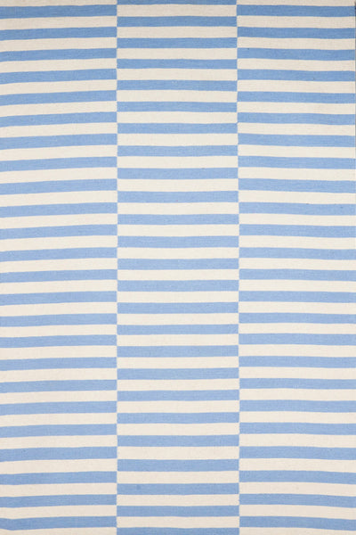 BLUE AND IVORY STRIPES HAND WOVEN DHURRIE