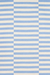 BLUE AND IVORY STRIPES HAND WOVEN DHURRIE by Imperial Knots - Image 2