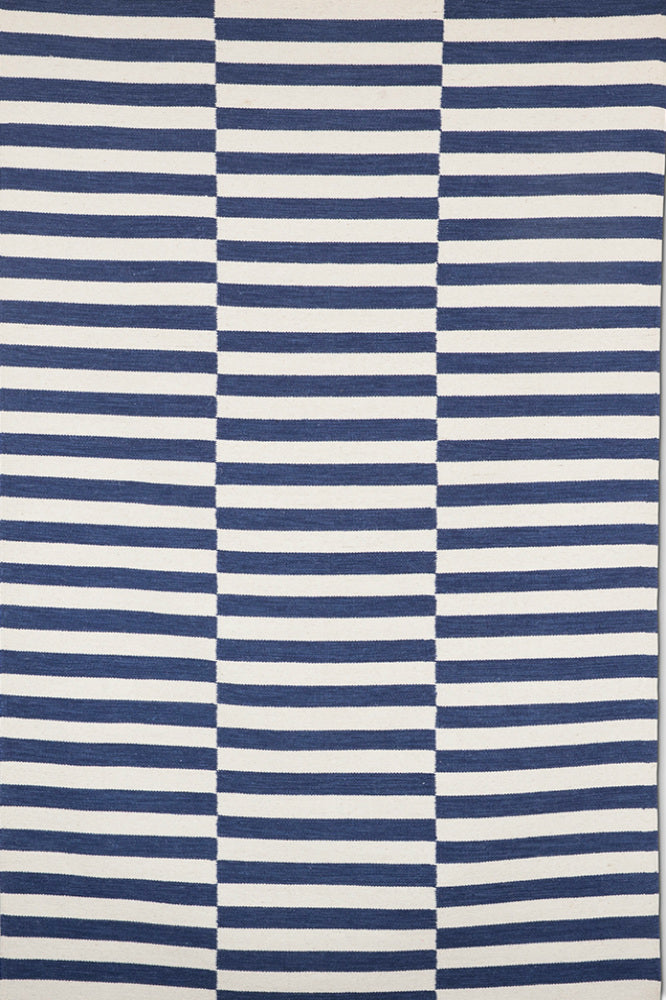 BLUE WHITE STRIPES HAND WOVEN DHURRIE