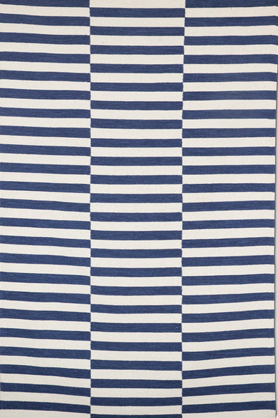 BLUE WHITE STRIPES HAND WOVEN DHURRIE
