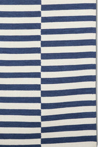 BLUE WHITE STRIPES HAND WOVEN DHURRIE by Imperial Knots - Image 3