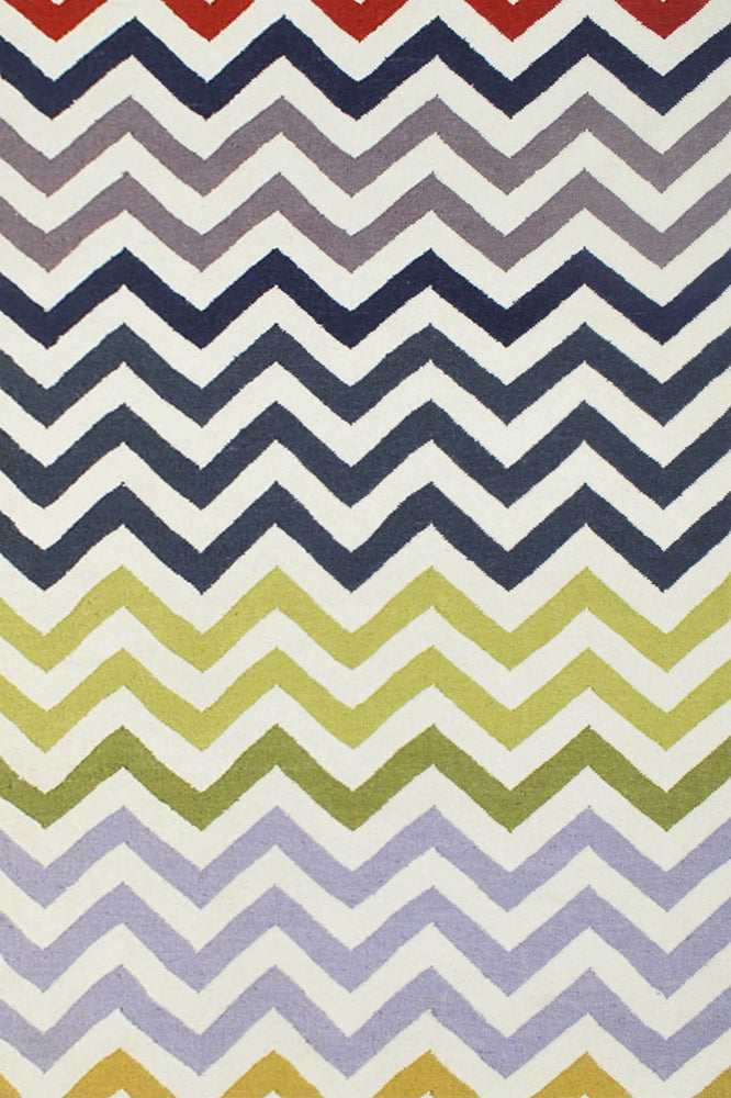 MULTICOLOR CHEVRON HAND WOVEN DHURRIE