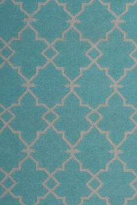 BLUE AND WHITE MOROCCAN HAND WOVEN DHURRIE by Imperial Knots - Image 2