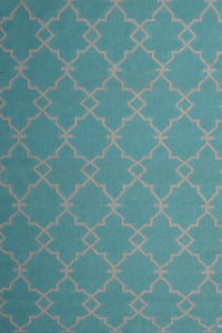Blue and white moroccan hand woven dhurrie wool hand-woven rug for bedroom