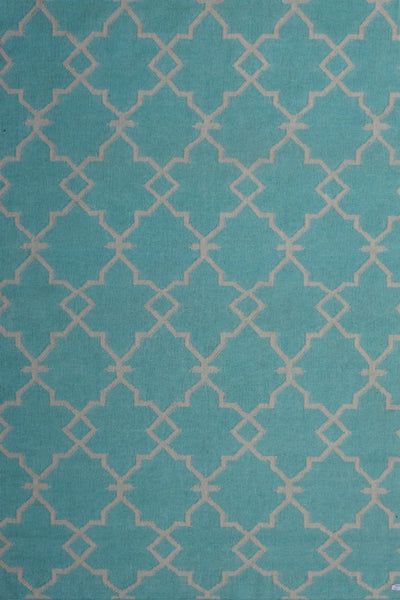 BLUE AND WHITE MOROCCAN HAND WOVEN DHURRIE
