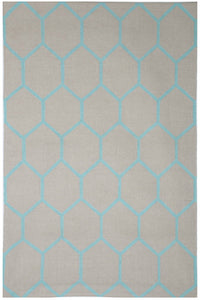 GREY BLUE HONEYCOMB HAND WOVEN DHURRIE by Imperial Knots - Image 1