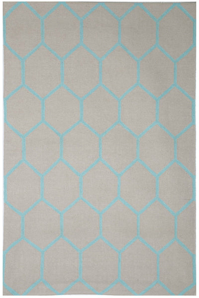 GREY BLUE HONEYCOMB HAND WOVEN DHURRIE